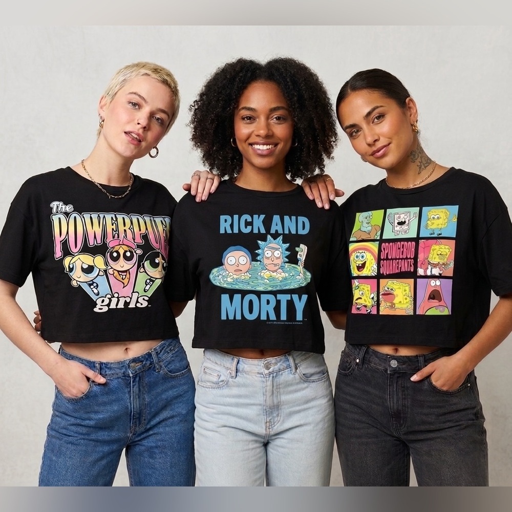 🖤✨ Graphic Crop Top Rick & Morty SpongeBob Powerpuff | Sz M-L 💅🏼